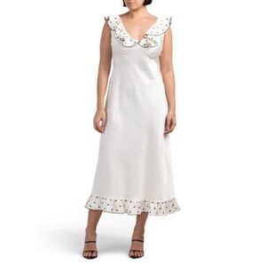 Caroline Constas Cream Ruffled Sundress Size Medium